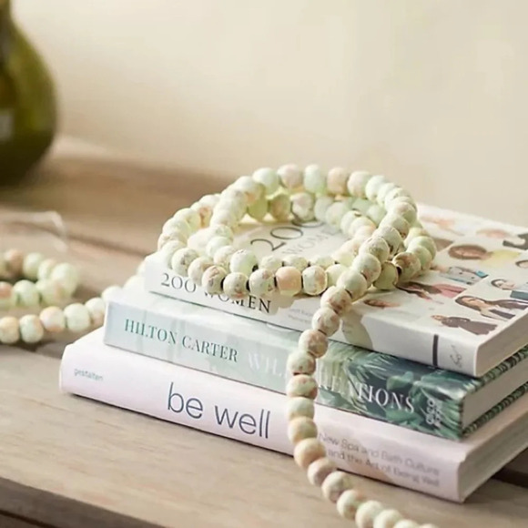 Anthropologie   Green  Terrain Beaded Wood Garland - Picture 1 of 6